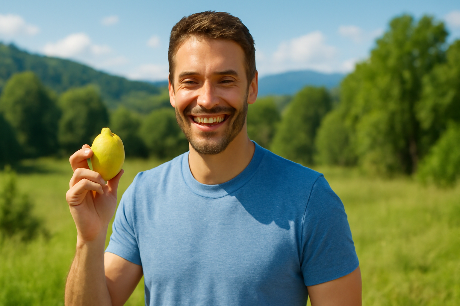 Uomo energico con limone